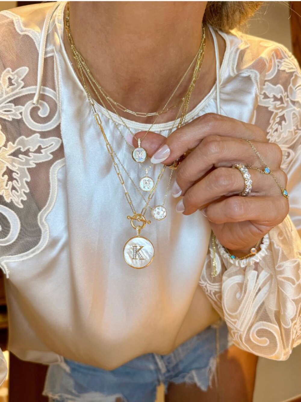 Melinda Maria Love Letters K Medallion Necklace - Picture 3 of 10